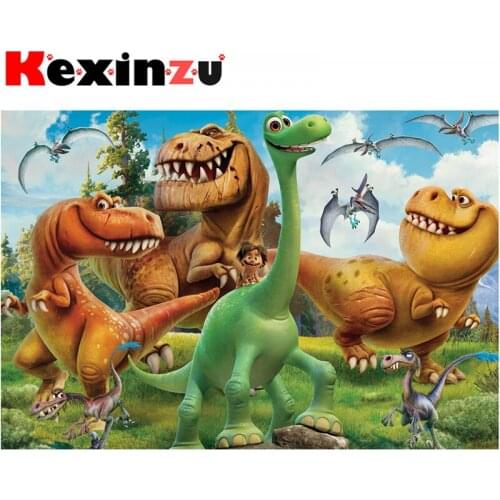 Kexinzu 5D DIY Full Square Drill Diamond Painting Cartoon Animal Dinosaur 3d Mosaic Diamant Embroidery Wedding Room Decoration