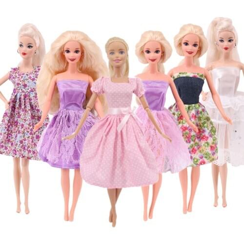 Barbies Evening Dress Princess Gauze Skirt Small Floral Style Pink Purple Series,Barbiees Accessories For Clothes,Long Skirt