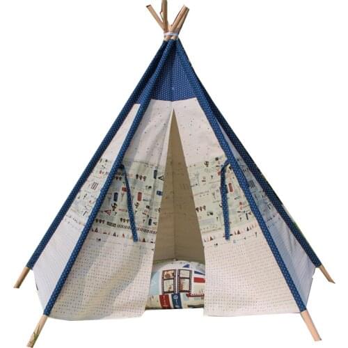 Free Love @4-poles blue and white kids play tent playhouse kids game room indian teepee