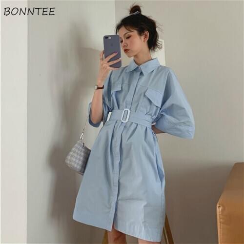 Голубые летние платья BONNTEE China At AliExpress