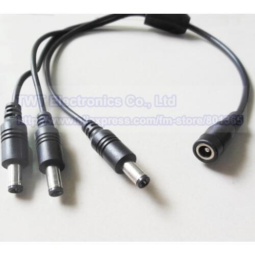 DC Power 1 Female To 3 Male Splitter Adapter Cable 5.5 x 2.1mm Strip Light CCTV Camera ,5.5/2.1, 40pcs , Free shipping