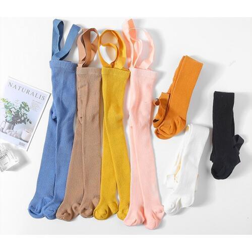 Baby Kids Suspender Pantyhose Spring Autumn Girls Boys Cute Solid Color High Waist Bandage Overall Breathable Leggings