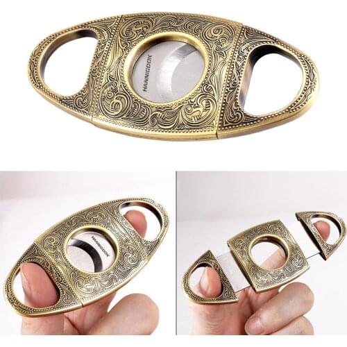 Travel Stainless Steel Bronze Cigar Cutters Double Cut Blade Cigars Scissor Clipper for Man Fathers Day Gift