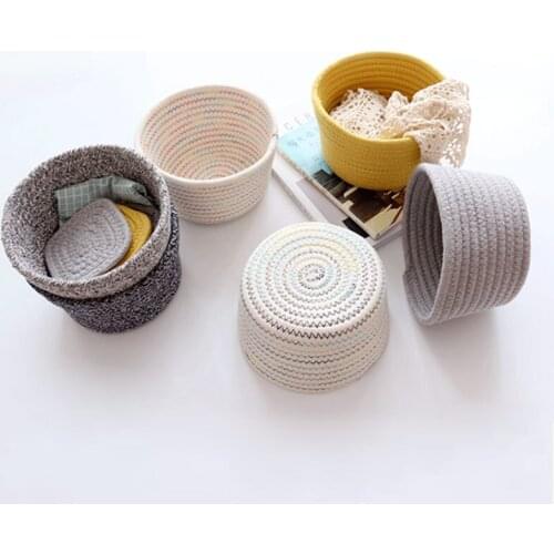 European Handmade Crafts Hand Weaving Cotton Thread Desktop Sundries Storage Basket panier Fruit Basket Mini Basket Nordic Home