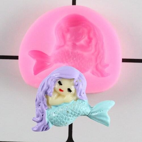 Mermaid Silicone Fondant Mould DIY Baby Birthday Cupcake Topper Cake Decorating Tools Candy Clay Resin Chocolate Gumpaste Molds