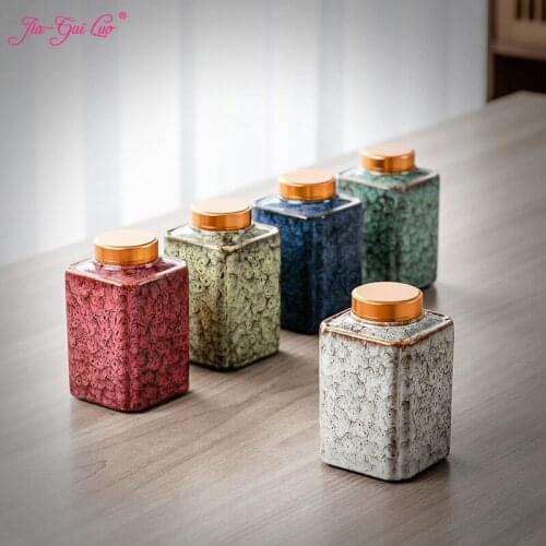 JIA-GUI LUO 385ML Ceramic Tea Caddies Tea Container Tea Jar Tea Bag Storage Box Ceramic Container Coffee Container D108