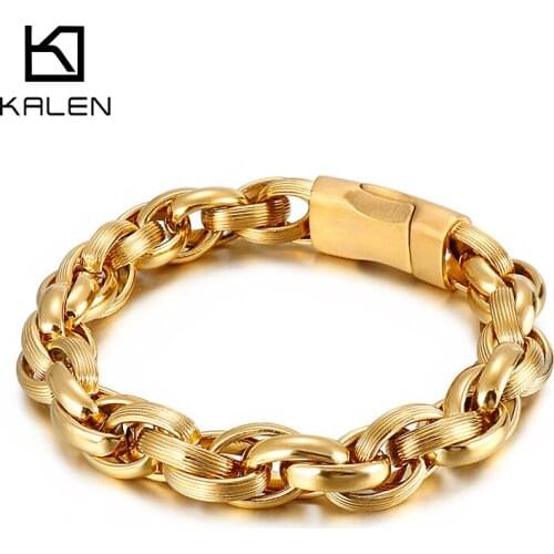 Kalen 210mm Fashion Trend Stainless Steel Mens Bracelet Twisted Chain Jewelry Accessory