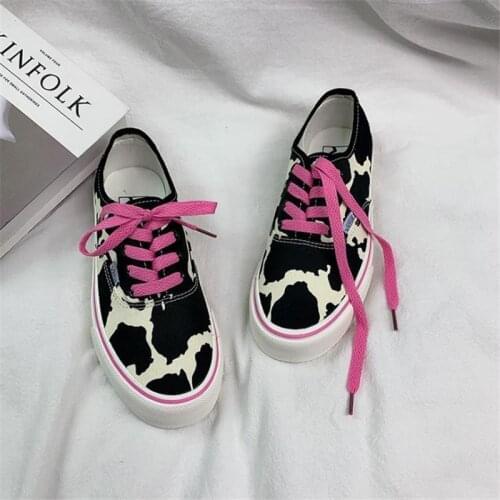 Summer Casual Women Canvas Shoes Female Sneakers Cow Spot Shoes Low Top Woman Vulcanize Shoes Ladies Classic Flats Spring