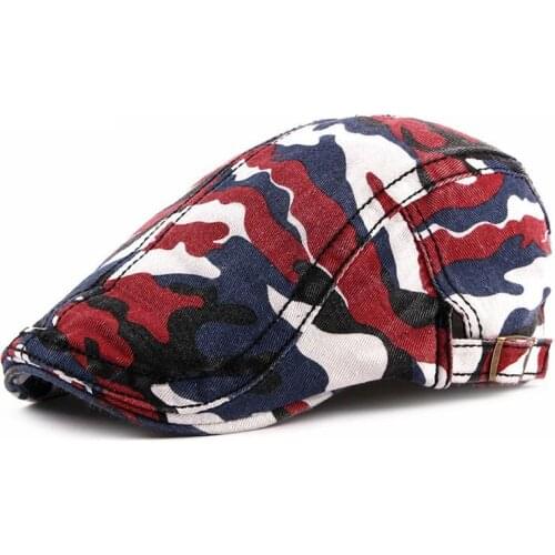 Cotton Fashion Camouflage Print Newsboy Caps Flat Peaked Cap Men and Women Painter Beret Hats 31