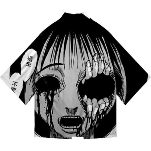 Anime Junji Ito Kimono Samurai Costume Japanese Warring States Style Kimono Men Women Cardigan Kimonos Hip Hop Haori Yukata Tops