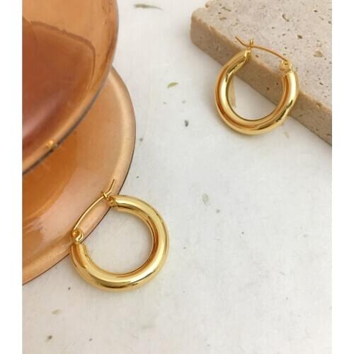 Monlansher Classic Geometric Round Hoop Earrings Gold Silver Color Copper Metal Earrings for Women Minimalist Earrings Jewelry