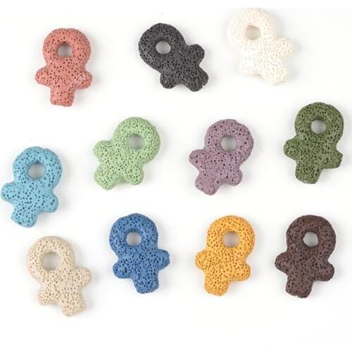 Oameusa 5Pcs Key Colored Volcanic Rock Lava Beads Aromatherapy Jewelry Making Essential Oil Yoga Meditation Accessories 50mm