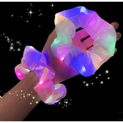 Glowing Color Large Intestine Hair Ring Luminous Led Hair Accessories Star Luminous Head Rope Design Ins Women Girls Headwear