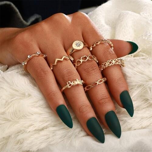 Boho Punk Hollow Openwork Knotted Joint Ring Set Eight-Piece Ring Set Woman Charm Jewelry Accessories fashion Gifts #10