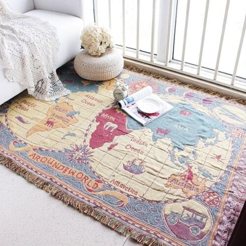 Beautiful World Map Carpet Living Room Sofa Bedroom Rectangular Household Floor Mat