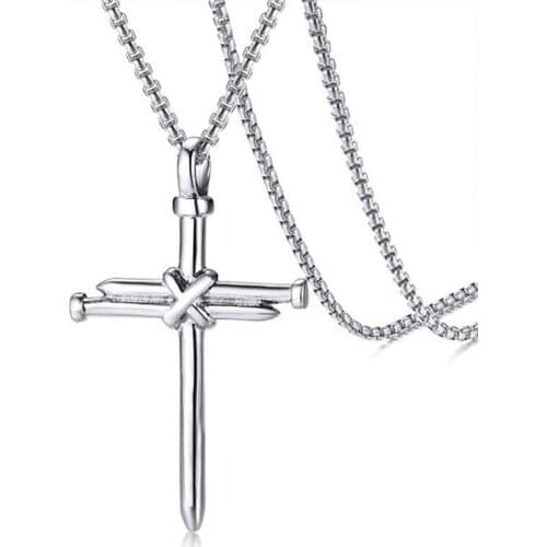 Creative Necklace Jewelry Gifts Black Gold Silver Color Chain 2021 New Fashion Cross Necklace Men Male Punk Nail Styling Pendant