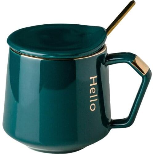 Mug Nordic Coffee Cup Creative Ceramic Cup Office Mug Breakfast Milk Cup with Lid Spoon Cups and Mugs Travel Mug Europe