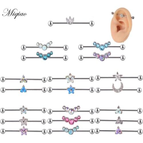 Miqiao 1pcs Trend Personality Double Ear Ear Bridge Hole Ear Bone Nail Human Body Piercing Jewelry