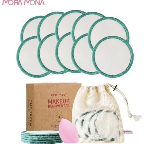 Mora Mona Reusable makeup remover pad organic bamboo cotton pad can be washed and cleaned to remove eye makeup
