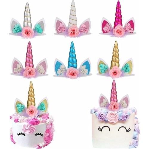 Cartoon Unicorn Cake Topper For Birthday Party Decorations Kids Girl Unicorn Party Cake Decor Supplies