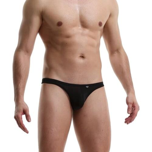 Sexy Gay Underwear Men Briefs Shorts Thin Semi-transparent T-panties Low Rise U Convex Pouch Underpants Cueca Large Size M-3XL