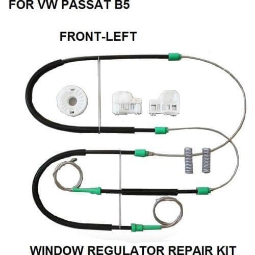 FOR VOLKSWAGEN VW PASSAT B5 WINDOW REGULATOR REPAIR KIT CABLES AND CLIPS FRONT LEFT 1996 to 2005 3B1837461