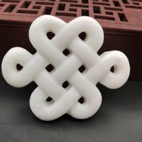 Natural White Jade Chinese Knot Chinese Knot Pendant Necklace Fashion Jewellery Accessories Hand-Carved Lucky Amulet Gifts Women