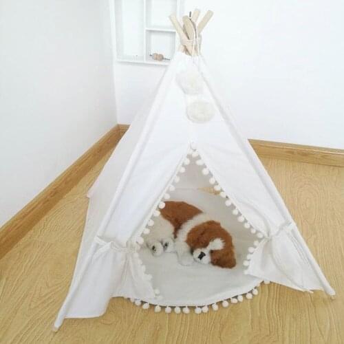 New white Dog Bed Dog House Pet play House play teepee tent with mat