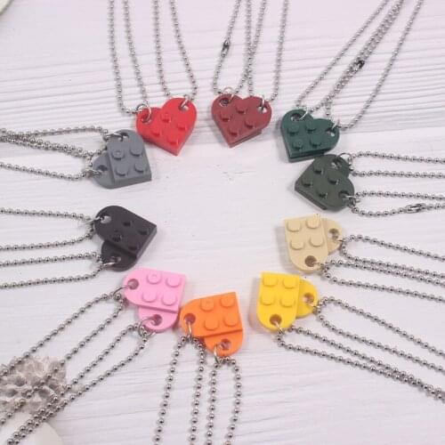 2021 New Colorful Heart Pendant Necklace For Women Men Gold Silver Color Beads Chain Necklace Cute Couple Necklace Jewelry Gift