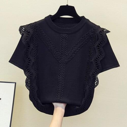 New Style Of Western Style Lace Knit Short Sleeve T-shirt Ice Top In Spring And Summer 2021