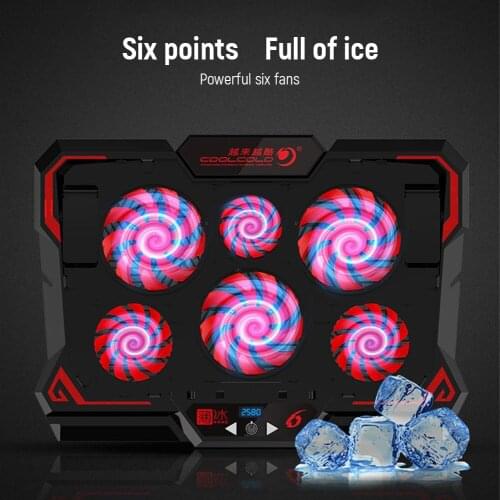 17inch Gaming Laptop Cooler Six Fan Led Screen Two USB Port 2600RPM Laptop Cooling Pad Notebook Stand for Laptop