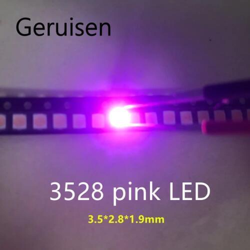 Wholesale 100pcs Pink POWER TOP 1210 3528 SMD SMT PLCC-2 Ultra Bright LED New Free shipping