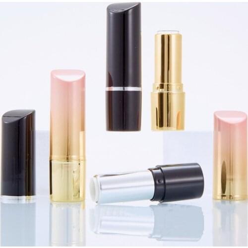 Wholesale Empty 12.1 gradient gold black round oblique cover lipstick tube 50PCS