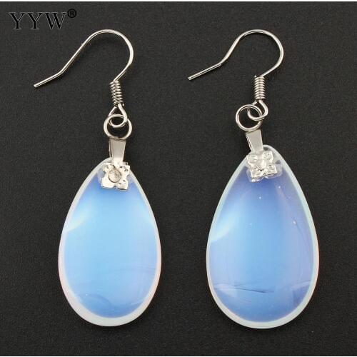 YYW Wholesale Jewelry Moonstone Teardrop Earrings White Sea Opal Drop Dangle Earrings for Women Gift Brincos