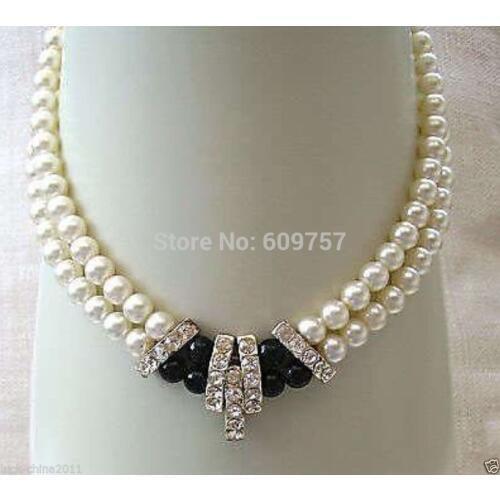 8-9MM Junoesque 2 rows Genuine pearl necklace Freshwater Cultured Pearls Pearl necklace hook mujer moda