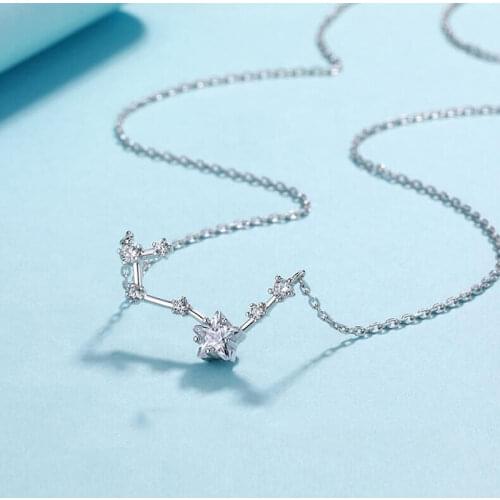 Small fresh zircon pentagram necklace starry sky short clavicle chain for women wedding party engagement jewelry gift