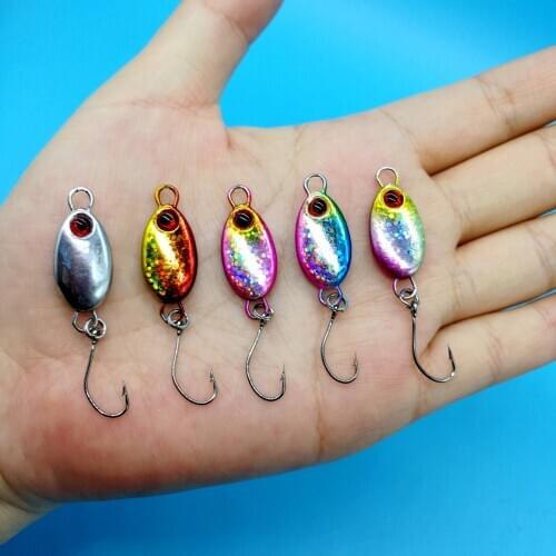 HOOFISH 20PCS/LOT Micro Jigging Metal Fishing Lure 2g/3g/5g Mini lure with Single Hook Artificial Lures Jigbait Fishing Tackle