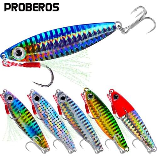 PROBEROS 1PC Metal Cast Jigging Fishing Lure 7g-10g-15g-20g-30g Lead Fish Casting Jig Spoon Sea Bass Artificial Bait Tackle