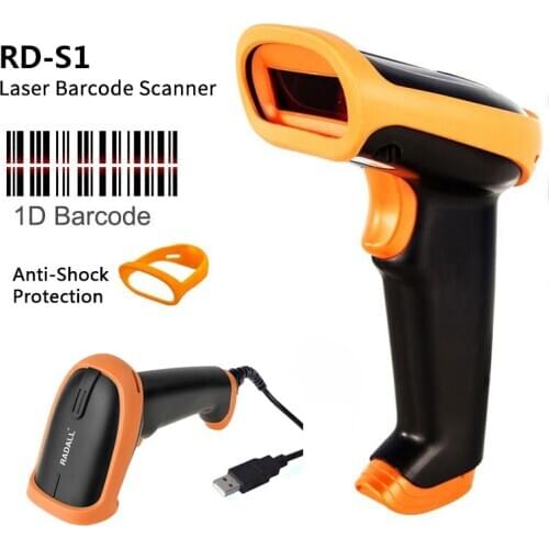 RADALL Wired Scanner Bar Code Reader Laser Barcode Scanner Usb Handheld Long Range Barcode Reader for Inventory POS Terminal S1