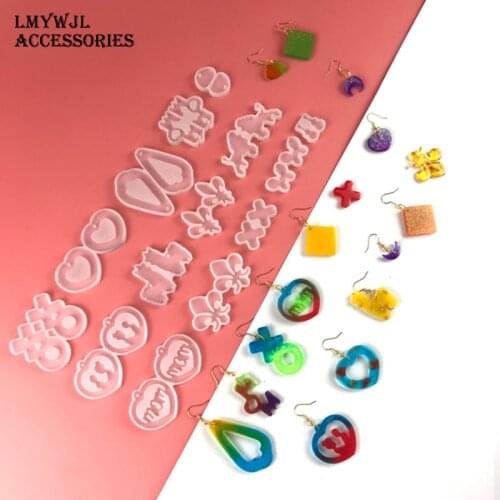 Earring Pendant Epoxy Resin Silicone Molds DIY Geometric Animal Heart-shaped Handicrafts Jewelry Molds for Resin Casting