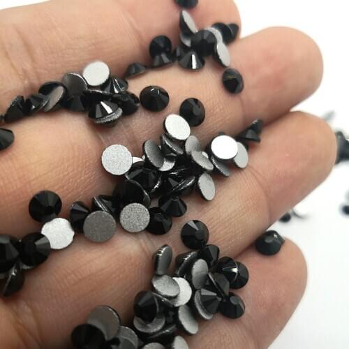 Black Jet Czech Crystal NON Hotfix Rhinestones For Clothes Flatback Nail art Glass Garment Craft NO Iron On Pixie Strass