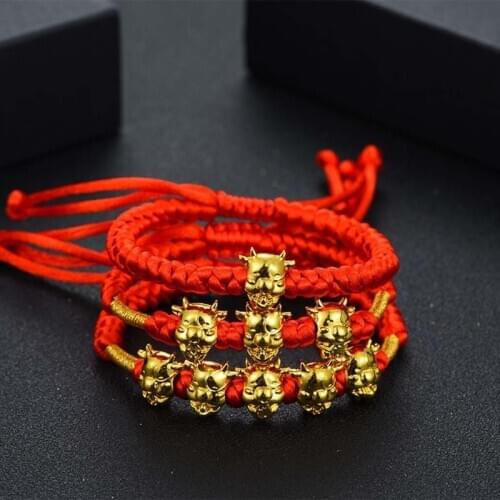Mascot Five Fortunes Golden Cow Red String Bracelet 2021 Chinese Ox New Year Tradition Zodiac Lucky Blessing Bracelets