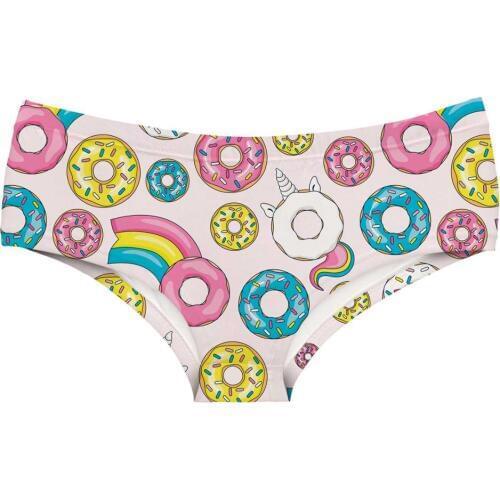 Blue Yellow Unicorn Women Cartoon Cactus Girl Briefs Small Fresh Lovely Cherry Donuts Butty Lady Underwear Panties