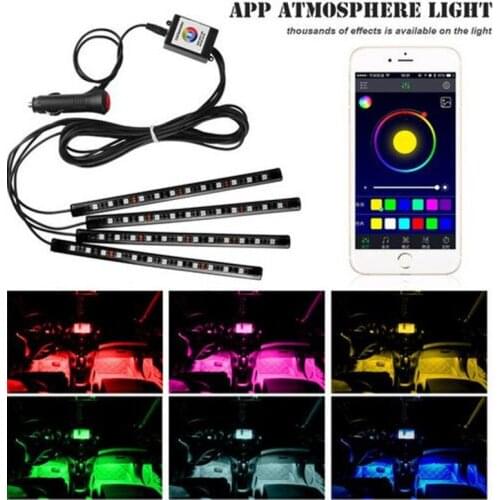 APP control atmosphere light 5050 12LED one drag four atmosphere light mobile phone control foot light 18 light sound control