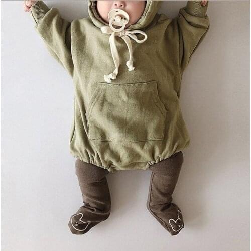 2021 Spring Autumn Baby Bodysuits Litter Bear Boy Romper Sweater Velvet Children Hoody Bodysuit Infant Girl Clothes (NO TIGHTS)