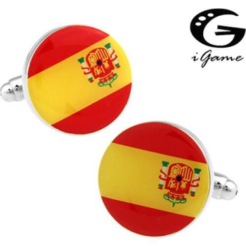 IGame Spanish Flag Cuff Links Quality Copper Material Free Shipping