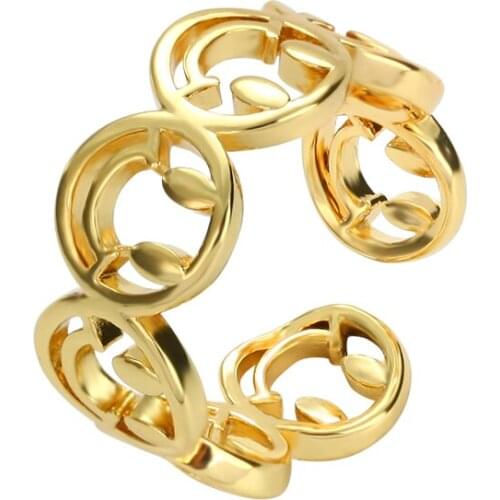 Womens gold cz rings Punk Smile copper zirconia open adjustable rings simple initial jewery Engagement wedding rings for women