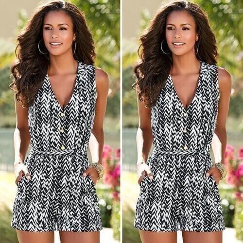 Women Playsuit Jumpsuit 2020 New Arrival Summer Black White Striped Print Tube Top Ladies Rompers Sexy Womens Jumpsuit Trousers