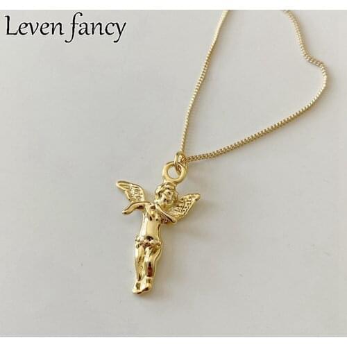 925 Sterling Silver Necklace Girl Angel Pendant Necklace For Women Female 18k Gold Necklace Fine Jewelry 925 Luxury Celi French