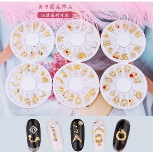 12 Pcs(1 wheel) Nail Art Decoration Wheel Glitter Rhinestone Nail Art Fashionable Decoration 3D DIY Nail Art Stones and Charms